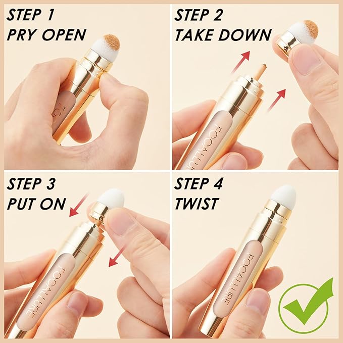 FOCALLURE FIX CORRECTOR Concealer Stick, Full Coverage Concealer Makeup, Color Corrector for Dark Circles, Including Replaceable Applicator, YL02 CUSTARD