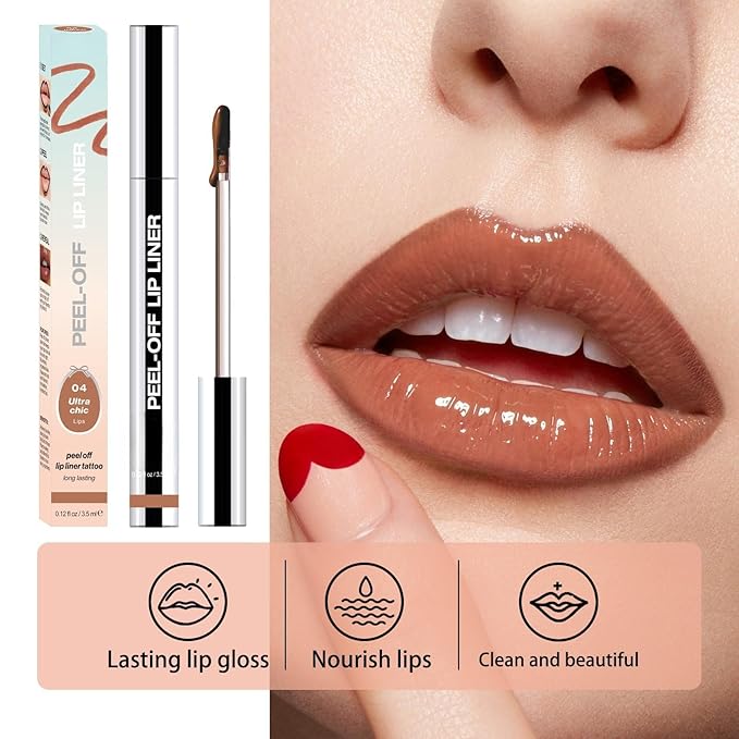 Longwear Peel-off Lip Stain Marker Peel Off with Vitamin E - Smudge-Resistant Lip Liner & Base for All Skin Types (03#)