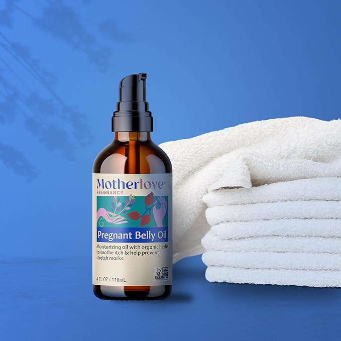 Motherlove Pregnant Belly Oil (4 oz) Natural Moisturizer to Soothe Itchy Skin & Prevent Stretch Marks—Non-GMO, Organic Herbs, Vegan