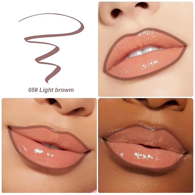 KISSIO Lip Liner Stain,Peel Off Lip Liner,Transfer Proof,Long Lasting and Waterproof,Lips Tint Tattoo,Natural Makeup Stain,Matte Finish,Light brown