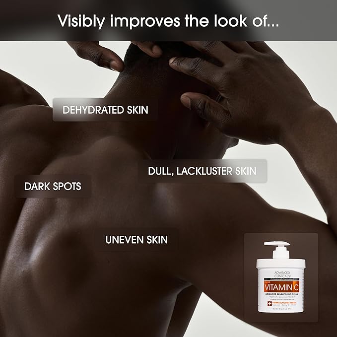 Advanced Clinicals Retinol Body Lotion + Brightening Vitamin C Cream 2pc Skin Care Set | Skin Tightening Body Moisturizer & Face Lotion | Crepey Skin Care Treatment | Skin Care Products, 2pc Set