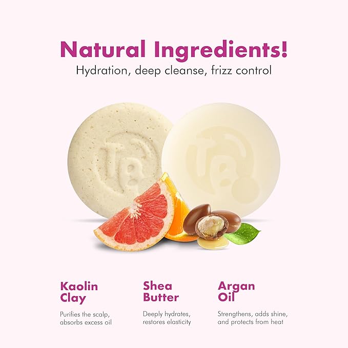 Vitamin B5 Shampoo & Conditioner Bar Set Bundle – Citrus Essential Oils + Argan Oil – Volumizing, Nourishing & Strengthening – Sulfate & Paraben Free – 7.8oz