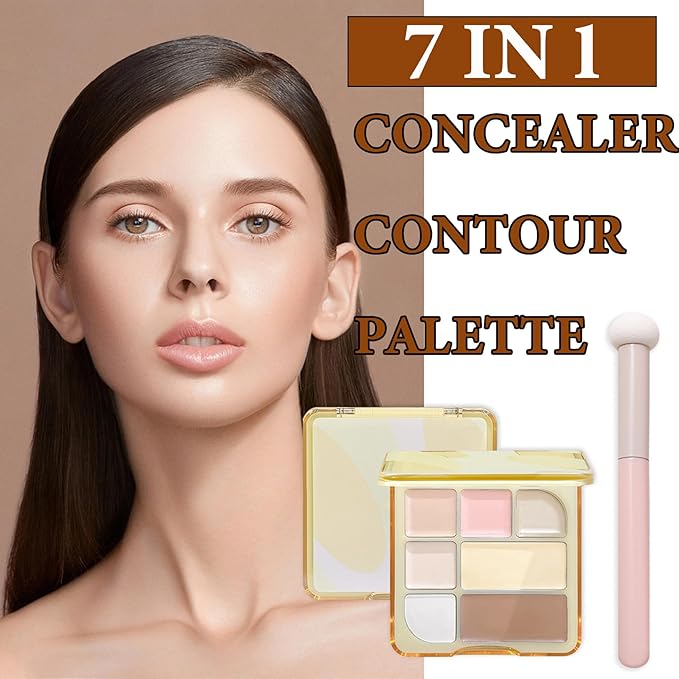 Soft Correcting Concealer Contour Palette,Concealer Cream Contour Makeup Palette,Contouring Foundation Highlighting Makeup Kit with Brush