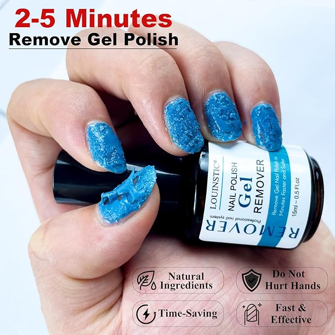 Gel Nail Polish Remover, Gel Remover Kit with Liquid Latex for Nails, No Need to Wrap or Soak, Removes Nail Polish in 2-5 Minutes, Acetone Free, Not Damage to Nails, with Manicure Tools