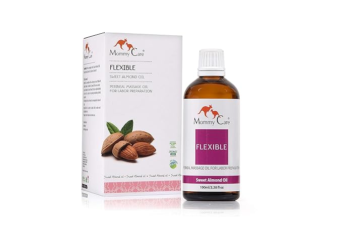 Mommy Care Perineal Massage Oil Labor Preparation, Flexible Perineal Massage Oil, Sweet Almond Oil For Pregnancy and Postpartum Recovery 100ml/3.38 fl.oz Certified Organic All Natural