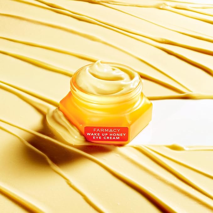 Farmacy Brightening Eye Cream - Wake Up Honey Under Eye Cream for Dark Circles + Puffiness - Caffeine Eye Cream Enriched with Vitamin C + Cranberry Peptide to Smooth Wrinkles Over Time (15ml)