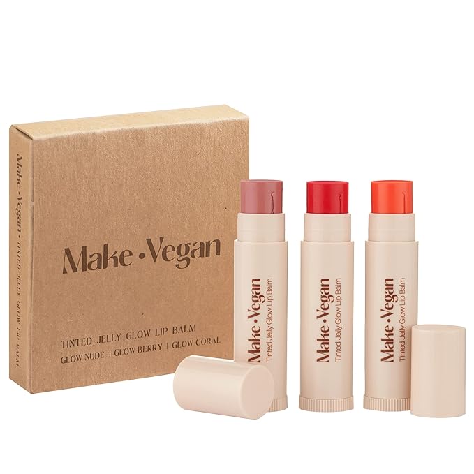Vegan Tinted, Lip Moisturizer Gifts Sets & Hydrating Lip Balm Set, Natural Lip Balm for Dry Cracked with Argan Oil, Sunflower Oil and Hyaluronic, Not Tested on Animals (3 Packs)