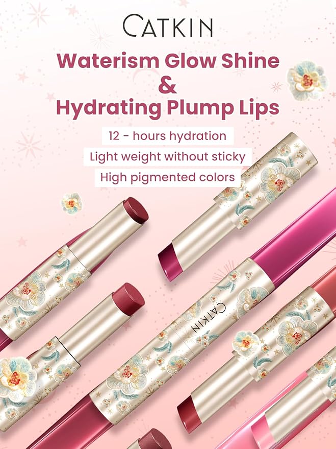 CATKIN Glossy Lip Balm Ultra Hydating Glow Lip Tinted Jelly Plump Melting Balm Shea Butter Repair Soothing For Dry Lips Dewy Finished 0.12 oz 2pcs Set 01
