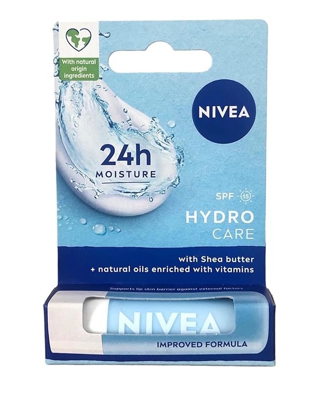 Labello Hydro Care SPF15 4.8 g, Burrocacao labbra idratante, Balsamo labbra con aloe vera, burro di karité e oli naturali nutrienti, Burrocacao protezione solare SPF15