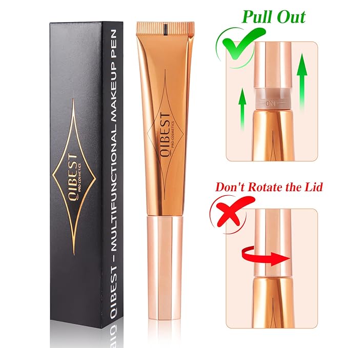 MEICOLY Liquid Highlighter Beauty Wand,Highlight Stick with Cushion Applicator,Lightweight Super Silky Cream Face Illuminator Highlight Make up,04 Pearl White
