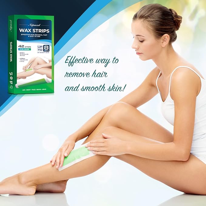 Wax Strips: 42 Waxing Strips - Hair Removal for Body Arms Legs Chest Back - Brazilian Waxing - Waxing Kit for Women Men - 2 Sizes