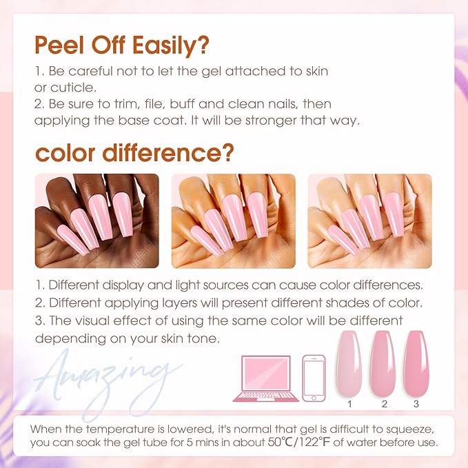 ROSALIND Poly Nail Gel Kit -14 Colors +72 Nail Art Accessories kit Clear Nude Poly Nails Gel Kit Starter Kit with Mini UV Lamp Slip Solution Basic Tools for Beginners with Everything