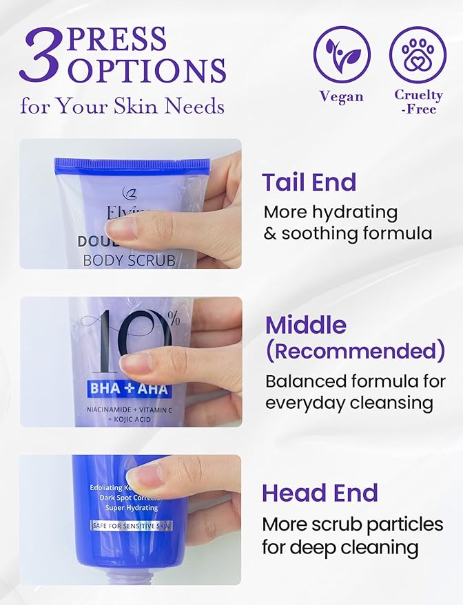 Elvira KP Bump Eraser Foot & Body Scrub, Exfoliating Scrub for Keratosis Pilaris, Smooth Skin with 10% AHA BHA & Niacinamide, Deep Moisturizing Cleanser for All Skin Types, Exfoliante para el Cuerpo