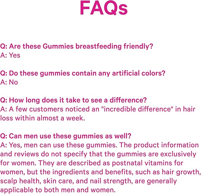 Pink Stork Postpartum Hair Loss Gummies - Biotin with Vitamin E, Pantothenic Acid, B6 & B12 for Beautiful & Strong Hair, Skin, and Nails - Postpartum Essentials for New Moms - 60 Gummy Vitamins