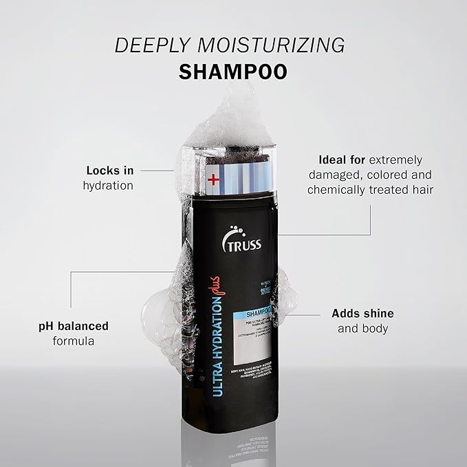 TRUSS Ultra Hydration PLUS Shampoo - For Color and Chemical Treated Hair - Restores Elasticity, Revitalizes, Adds Body & Shine to All Hair Types & Textures