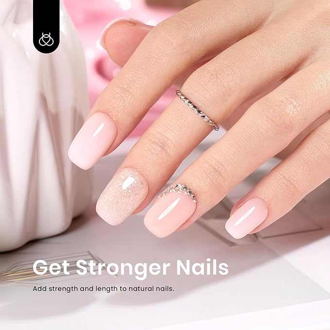 Beetles Builder Gel for Nails, 7 in 1 Builder Nail Gel Nude Jelly Beige Color Building Nail Apex & Nail Extension Strengthener Thin Nails DIY Nail Art Design for Beginner Women