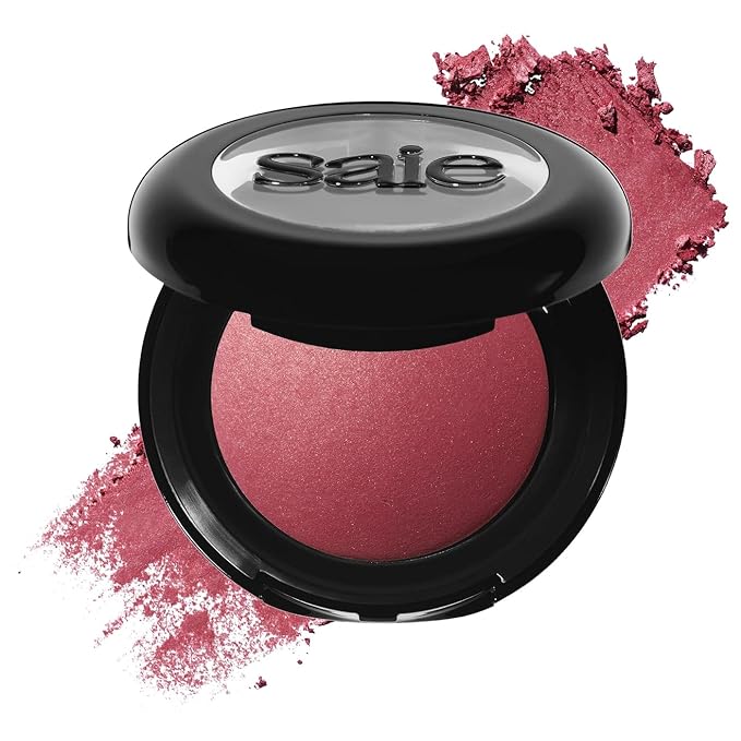 Saie SuperSuede Baked Blush - Talc-Free Powder Blush for All Day Wear - Enriched with Plant-Derived Squalane + Glycerin to Help Moisturize Dry Skin - Grazie (0.1 Ounce)
