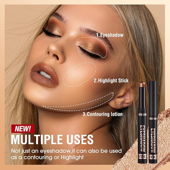 Jolilab Eyeshadow Stick Set, 8 Colors Matte Professional Bright-Colored Contouring and Highlight Eyeshadow Stick, Cream Waterproof Long Lasting High Pigmented Eye Shadow. (8, EYESHADOW B)