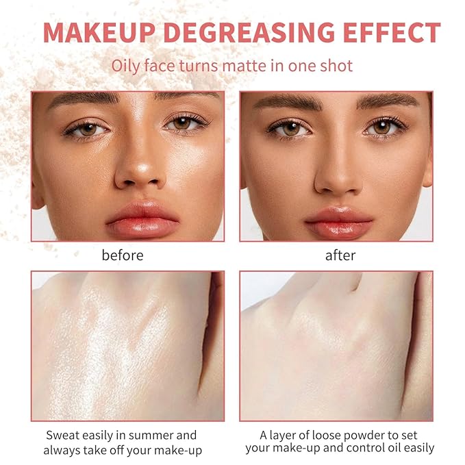 MAEPEOR Matte Setting Loose Powder 8 Colors Smooth and Lightweight Face Powder for Brightening and Setting Makeup with Face Puff (01 Desert)