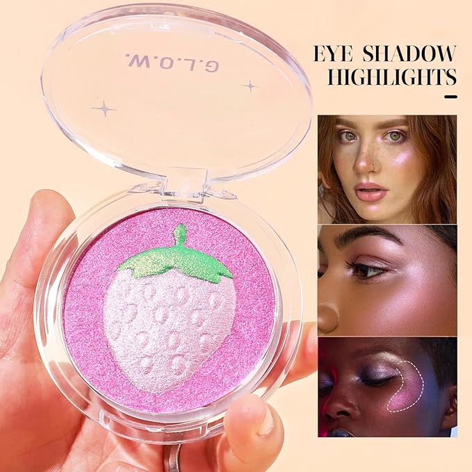 Highlighter Makeup Palette Face Highlighter Palette Glitter Highlighter Powder Palette Iluminadores de Maquillaje for Face Highlighters & Illuminator (Purple)