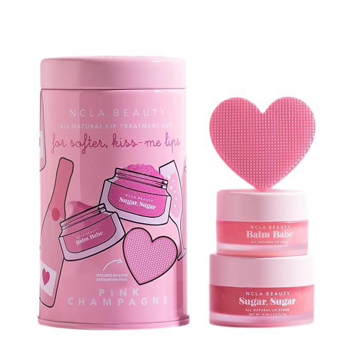 NCLA - Lip Care Set + Lip Scrubber | Clean, Natural, Non-Toxic Beauty (Pink Champagne)