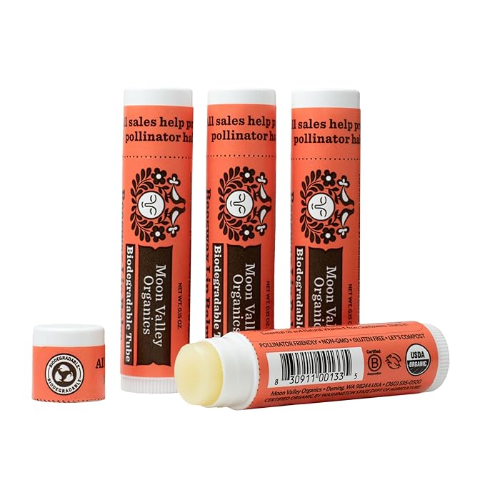 Moon Valley Organics Beeswax Lip Balm for Moisturizing Lips and Cuticles (ZINGY CINNAMON, 4 Count (Pack of 1))