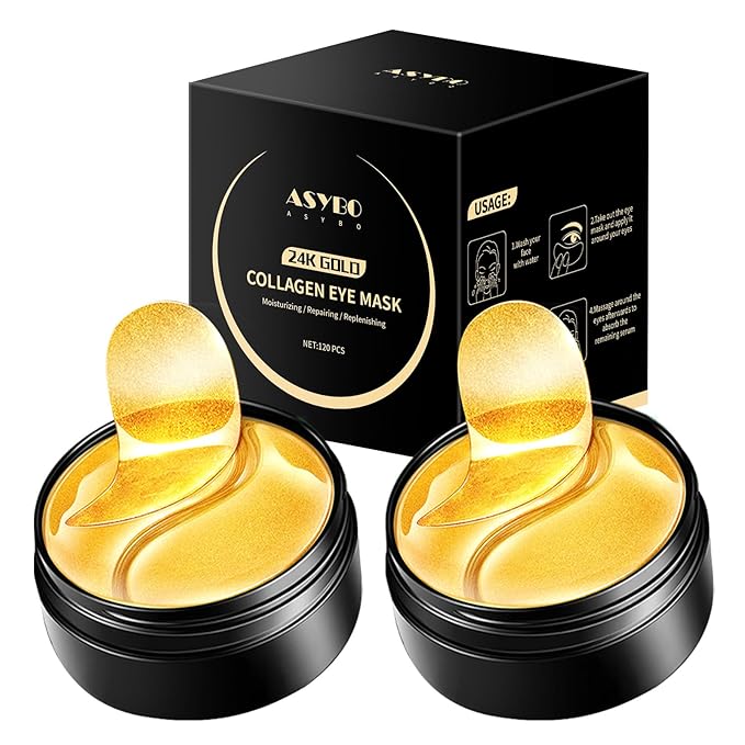 Under Eye Patches, 120 Pcs Golden Under Eye Mask, Eye Treatment Mask for Under Eye Bags, Dark Circles, Puffy Eyes, Fine Lines, Anti-Aging and Anti-Wrinkle, Collagen Eye Mask Skincare