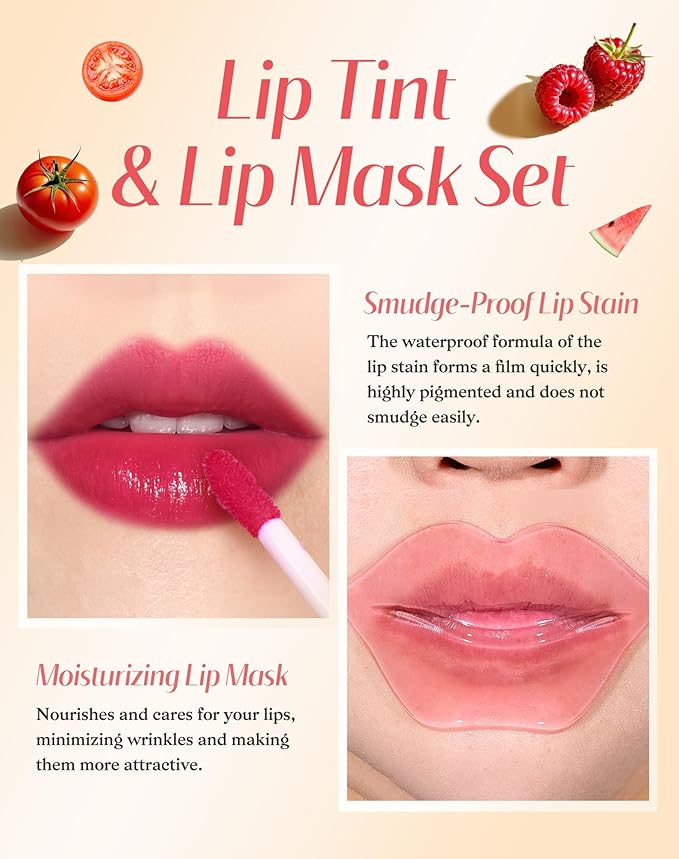 Lip Tint Stain Set, Lip Stain Long Lasting Lightweight Waterproof, Transfer-Proof, Non-sticky, Lip Makeup Matte Finish