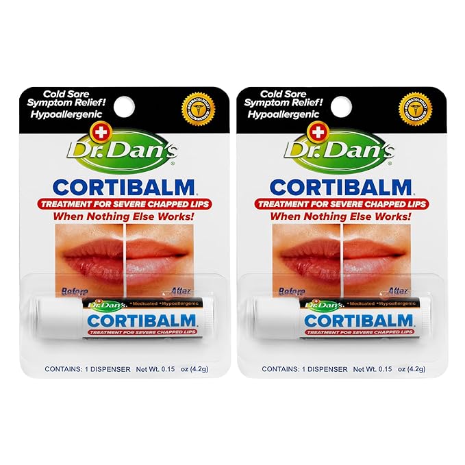 Dr. Dan's Cortibalm- 2 Pack- for Severe Chapped Lips and Cold Sore Relief