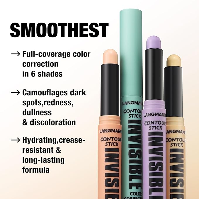 LANGMANNI Multi-Use Face Contour Stick,Highlighter & Concealer Stick, Combo Use For Correcting Color Balancing (#03+#04 Lavender+Dark Peach)