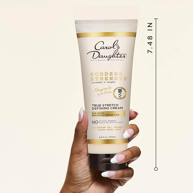 Carol's Daughter Goddess Strength True Stretch Defining Hair Cream For Waves, Coils and Curls, Curl Defining Cream with Castor Oil, 6.8 Fl Oz