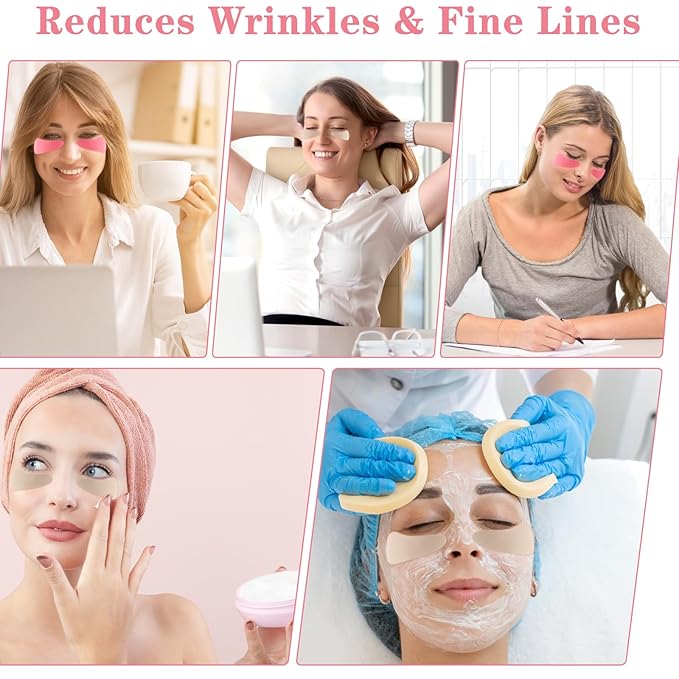Under Eye Patches, 4 Pairs Reusable Under Eye Patches, Eye Patches for Puffy Eyes, with Metal Eye Cream Applicator, Eye Mask Silicone Eye Patches for Lifting Effect & Minimize Fine Lines & Wrinkles