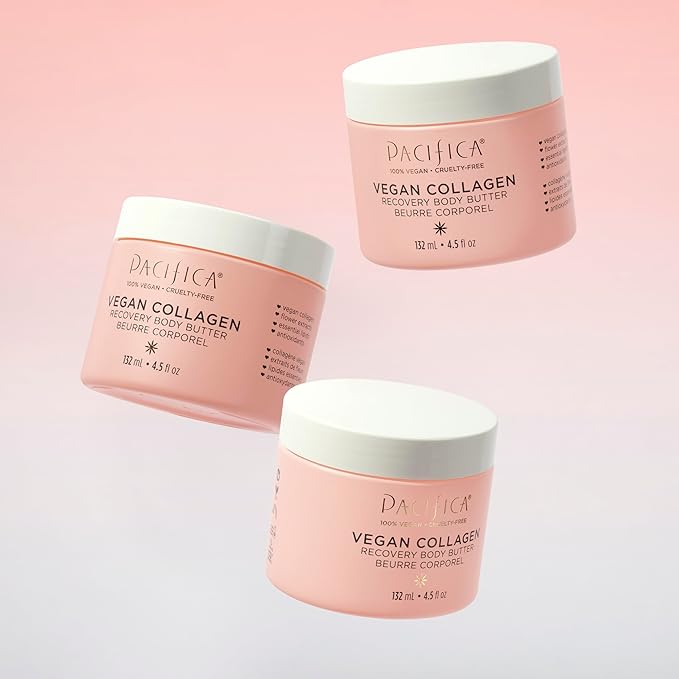Pacifica Beauty | Vegan Collagen Body Butter | Hydrating, Nourishing, Moisturizer | Long-Lasting Hydration | Cream Lotion for Dry Skin | Light Floral Scent | Paraben Free | Vegan + Cruelty Free