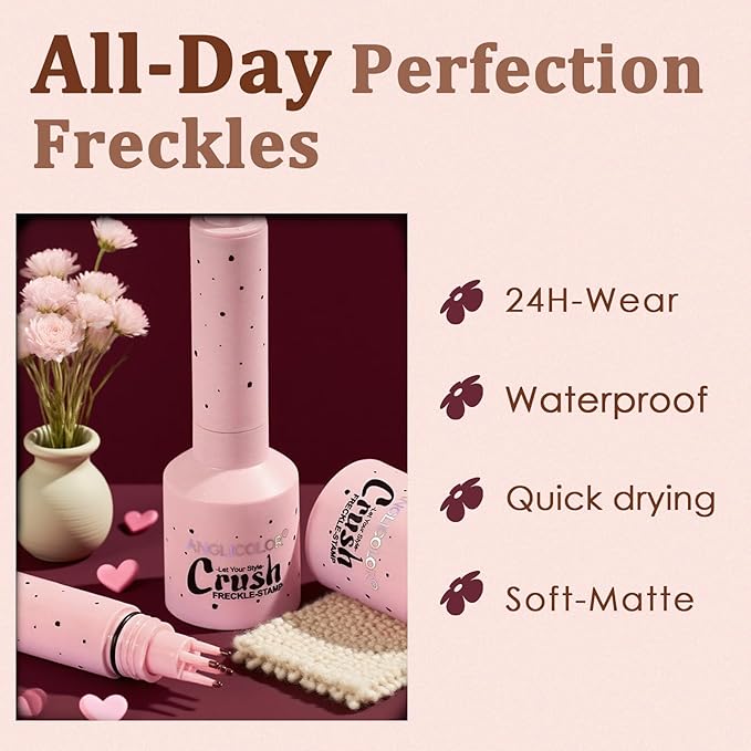 Faux Freckle Stamp, Freckle Pen Waterproof – Faux Freckles Maker for Natural Sun-Kissed Look, Quick-Dry & Long-Lasting, Easy One-Press Application, Cute & Trendy Gift for Women & Girls - 03 Deep