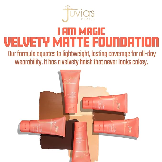 Juvia's Place I Am Magic Velvety Matte Liquid Foundation 450 - Casablanca - Tan w/Golden, Warm Undertone, Makeup Foundation Full Coverage, Lightweight, Long Wear, Velvety Matte Finish