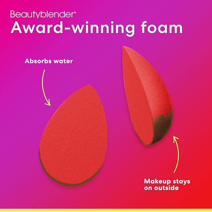Beautyblender® | Ruby Beauty Blender Makeup Sponge, Super-Soft Foam Easily Blends Foundations, Powders & Creams, Made in USA, Reusable, Washable, Streak Free Application, Vegan, Cruelty Free