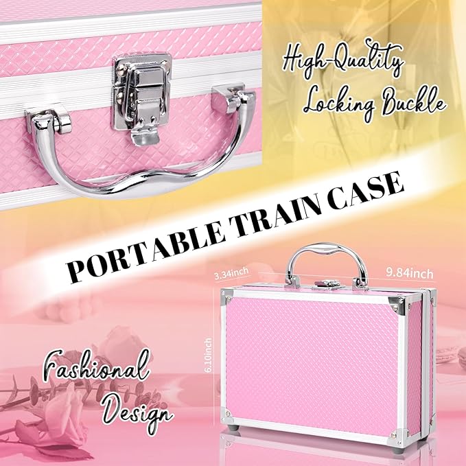 Beginner Makeup Kit for Teen,Makeup Gift Set for Girl Women,Beginner Makeup Kit with Cosmetic Train Case Included 32 Colors Eyeshadow Blusher Contour Lip Gloss Lip Liner Mascara Eyeliner Mirror