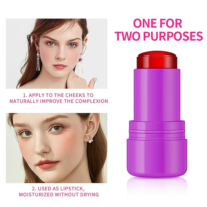 Cooling Water Jelly Tint Blush Makeup Blush Stick 3-in-1 Lip and Cheek Tint Stain Jelly Blush Multi-use Clear Glossy Gel Blush,0.18 Oz (4 Colors, 0.18 Oz)