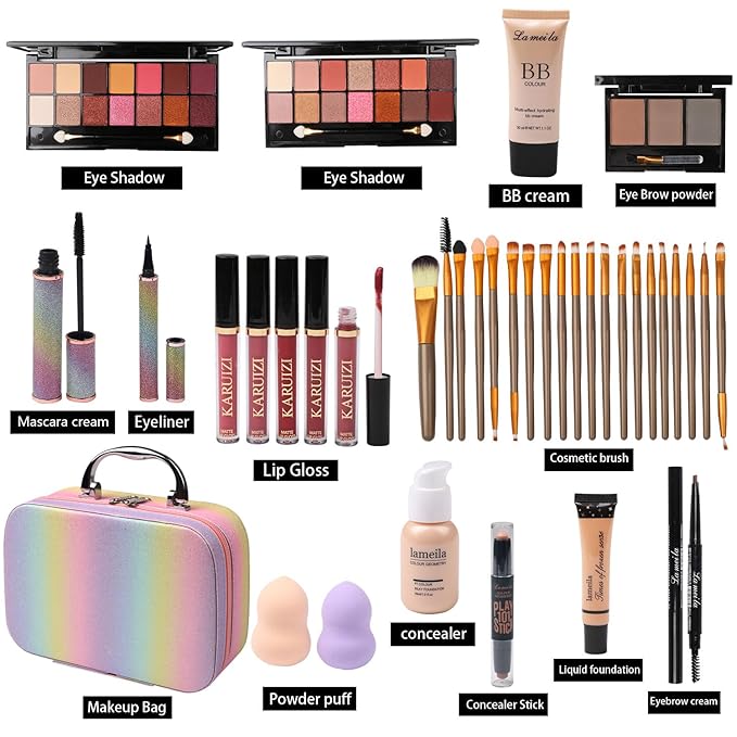 Makeup Kit All-in-one Makeup Gift Set for Women Full Kit Gift Set for Women,Girls & Teens,Makeup Gift Set for Women & Girls (Colorful bag)