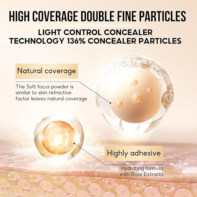 Hydrating Concealer - Full Coverage Matte Finish, 16H Long Lasting Corrects Dark Circles, Redness, Blemishes, 01 Ivory