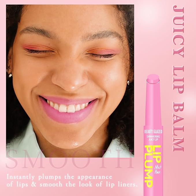 Lip Gloss Stick, Moisturizing Jelly Solid Lip Plump Oil Slick Click,Non Sticky Tinted Press Lipstick Pen, Lightweight Buildable Balm Liner Professional Makeup, High Shine Longlasting Glow-Pink
