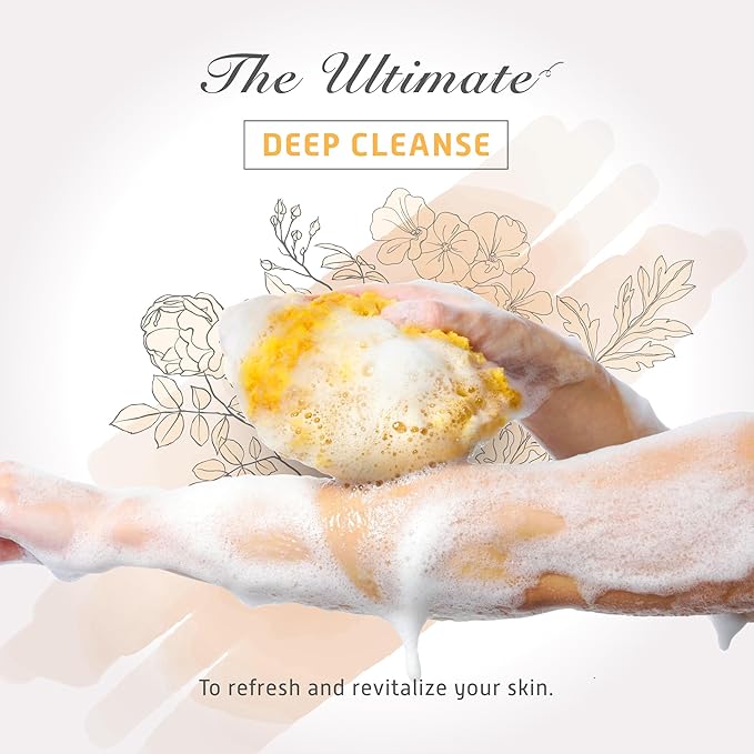 Spongentle Deep Cleansing Body Loofah Sponge, Natural Colors, for Bath and Shower, Multiple Textures for Gentle and Deep Exfoliation, Generous and Rich Lather, (Pack of 2)