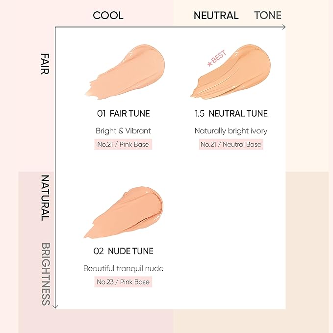 Skin Tune Vegan Cover Cushion Foundation 1.5 NEUTRAL TUNE | Light Apricot |dewy, glow, long-lasting, double coverage, clean beauty, lightweight, natural look, foundation for sensitive skin, hydrating
