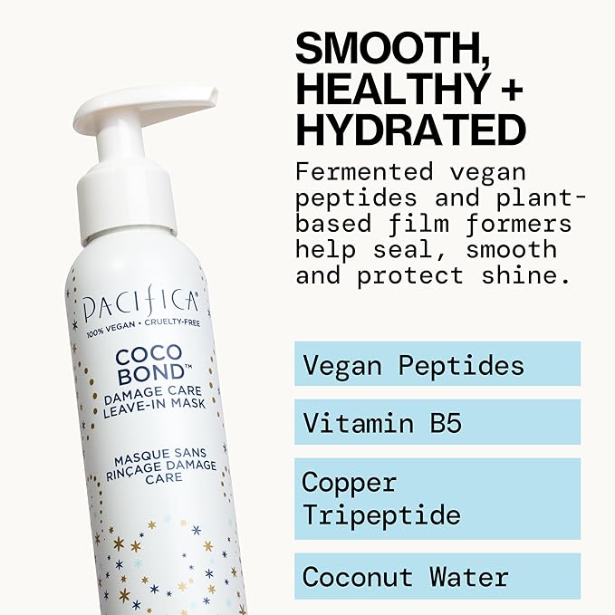 PACIFICA Beauty, Coco Bond Damage Care Leave-In Repair Mask Treatment, Dry & Damaged Hair from Bleach, Color, Chemical Services, Chlorine, & Heat, Coconut, Vegan