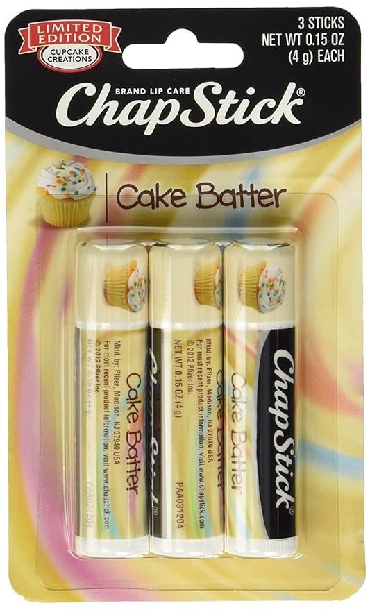 Chap Stick Lip Care - Limited Edition - Cake Batter - 3 Count Sticks Per Package - Pack of 3 Packages