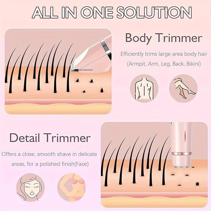 Dermave Bikini Shaver,Bikini Trimmer for Women,2025 Upgrade Dual Head Shaver Women,2 in 1 Wet & Dry Waterproof Electric Bikini Trimmer for Face, Body & Intimate Areas,Purple