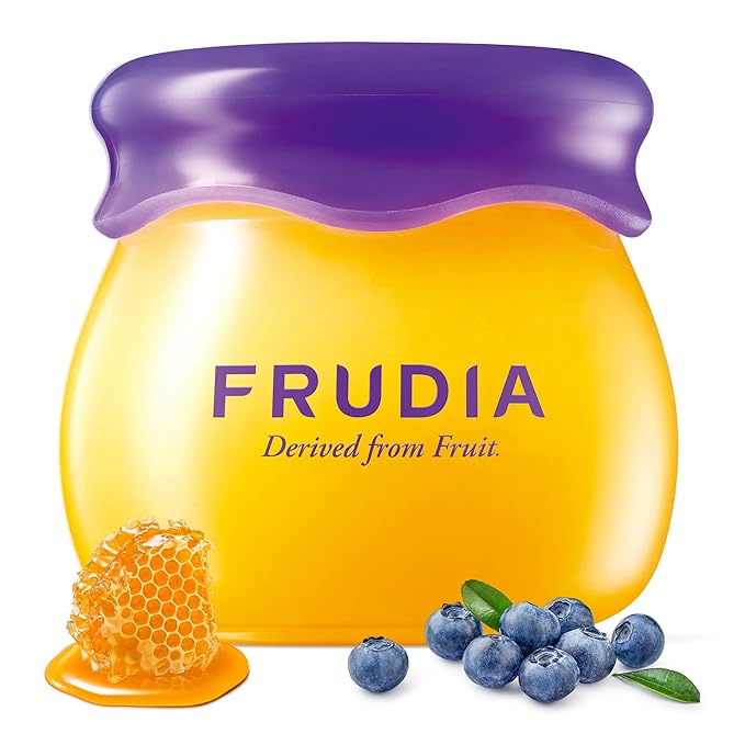 WELCOS FRUDIA Honey Lip Balm – Blueberry | Lip Exfoliating, Moisturizing & Volumizing Dewy Tinted Lip Balm | Organic Lip Balm for Dry & Chapped Lips w/Jeju Blueberry and Honey Extracts (0.33 oz)