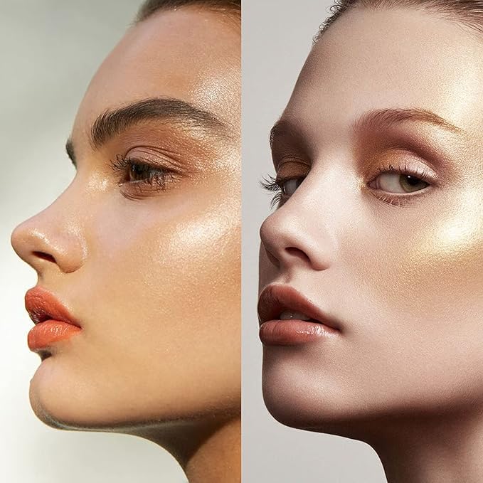 Highlighter Makeup Palette Shimmer Contour Palette Powder for Brighten Face Contour Gold Cheek Highlight Makeup, Long Lasting Highlighter Powder with Mirror for Illuminator Makeup (BEIGE GOLD)