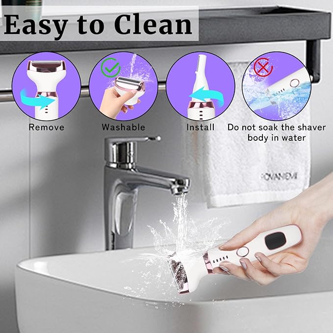 Electric Razors LED Display for Women Men, 2025 Wet/Dry Ladycsdc Shaver,4 in 1 Cordless Hair Remover with IPX7 Waterproof,Smooth & Silky HTYSFTb Electric Grooming Set