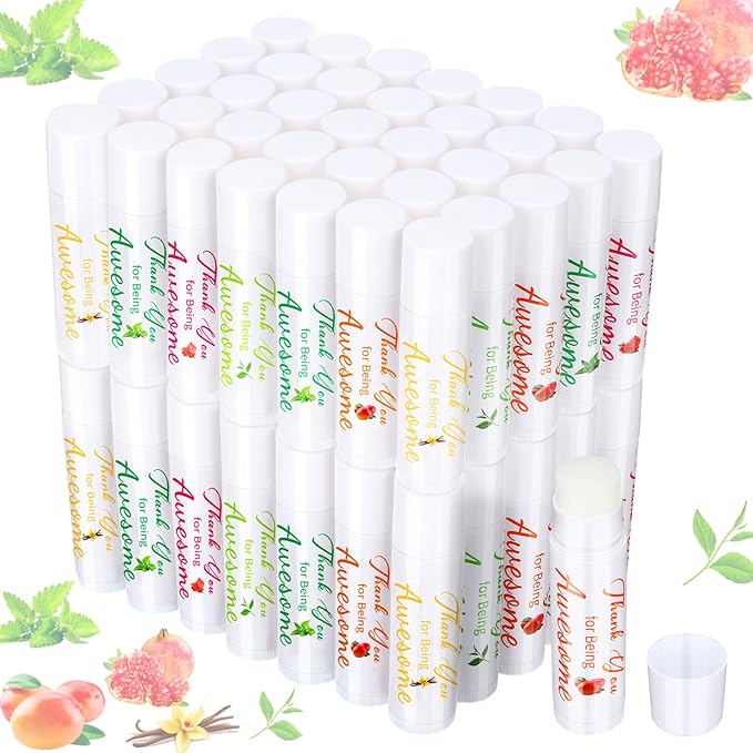Sinmoe Lip Balm Gifts Thank You for Being Awesome Lip Moisturizer Assorted Flavors Bulk Gifts Beeswax Natural Ingredients Dry Chapped Lip Care Product for Coworkers Women Friend(70 Pack)